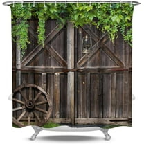 Rustic Shower Curtain Wooden Barn Door, Vintage Wooden Door Farmhouse Country Bathroom Fabric Decor Sets, Washable Waterproof Shower Curtain with 12 Hooks 84 x 72 Inches