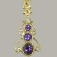 thumbnail image 5 of LBG 18k Yellow Gold Natural Amethyst & Cubic Zirconia Womens Bohemian Pendant & Chain - Chain length 18, 5 of 5