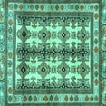 thumbnail image 1 of Ahgly Company Machine Washable Indoor Square Persian Turquoise Blue Traditional Area Rugs, 7' Square, 1 of 4
