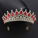 thumbnail image 2 of Tiara de diamantes de imitación YONGSHENG corona de cristal rojo Retro dorada, 2 of 5