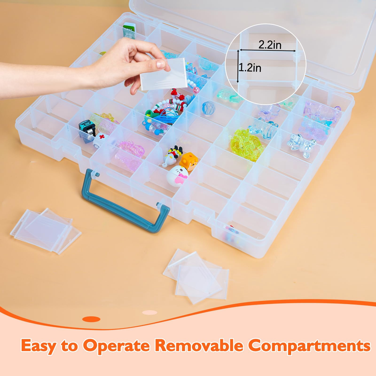 48 Grids Large Plastic Organizer Box With Adjustable Dividers  Beads Storage Containers Compartment Tackle Case For Crafts Hobby Small Parts Fishing Seeds (transparent)
