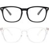 HEJULIK 2 Pack Blue Light Blocking Glasses, Computer Reading GamingTV Phones Glasses for Women Men, Anti Eyestrain & UV Glare (Light Black+Clear)