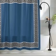 thumbnail image 2 of Geometric Greek Key Design Fabric Shower Curtain Blue Washable Shower Curtains for Bathroom, Waterproof Bath Curtain with Hooks Home Decor 72x72in, 2 of 8