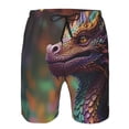 thumbnail image 3 of Honeii's Rainbow Scales Fantasy Dragon Print Men's Casual Shorts with Drawstring，Swim Trunks Quick Dry Beach Shorts, 3 of 5