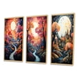 thumbnail image 3 of Designart "River curious Thorugh Forest Landscape III" Landscape Lake River Framed Wall Art Set Of 3 - Multi-Color River Mountain Frame Canvas Set For Living Room Decor, 3 of 7