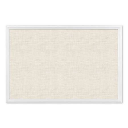 U Brands Linen Bulletin Board 30 x 20 Inches White D&eacute;cor Frame 2074U00-01