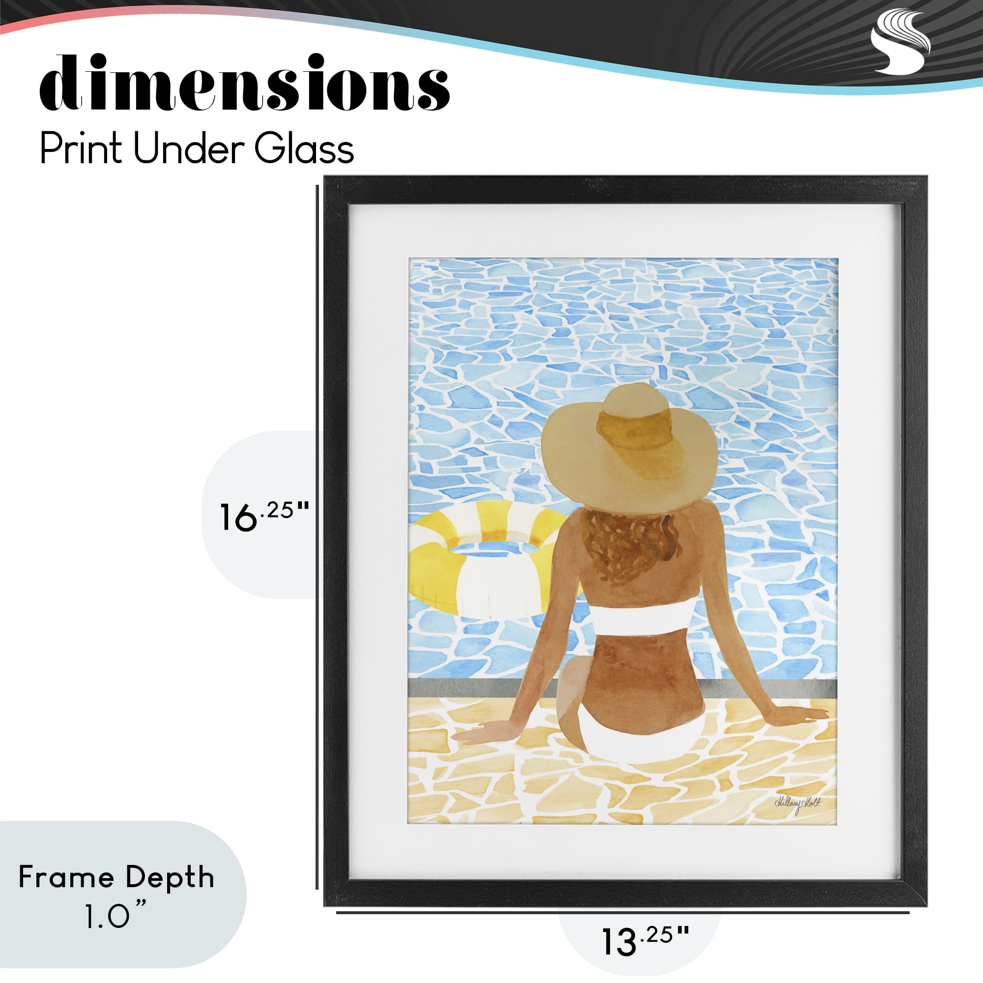 Stupell Industries Summer Poolside Chill Black Framed Print Under Glass, design by Hillary Holt