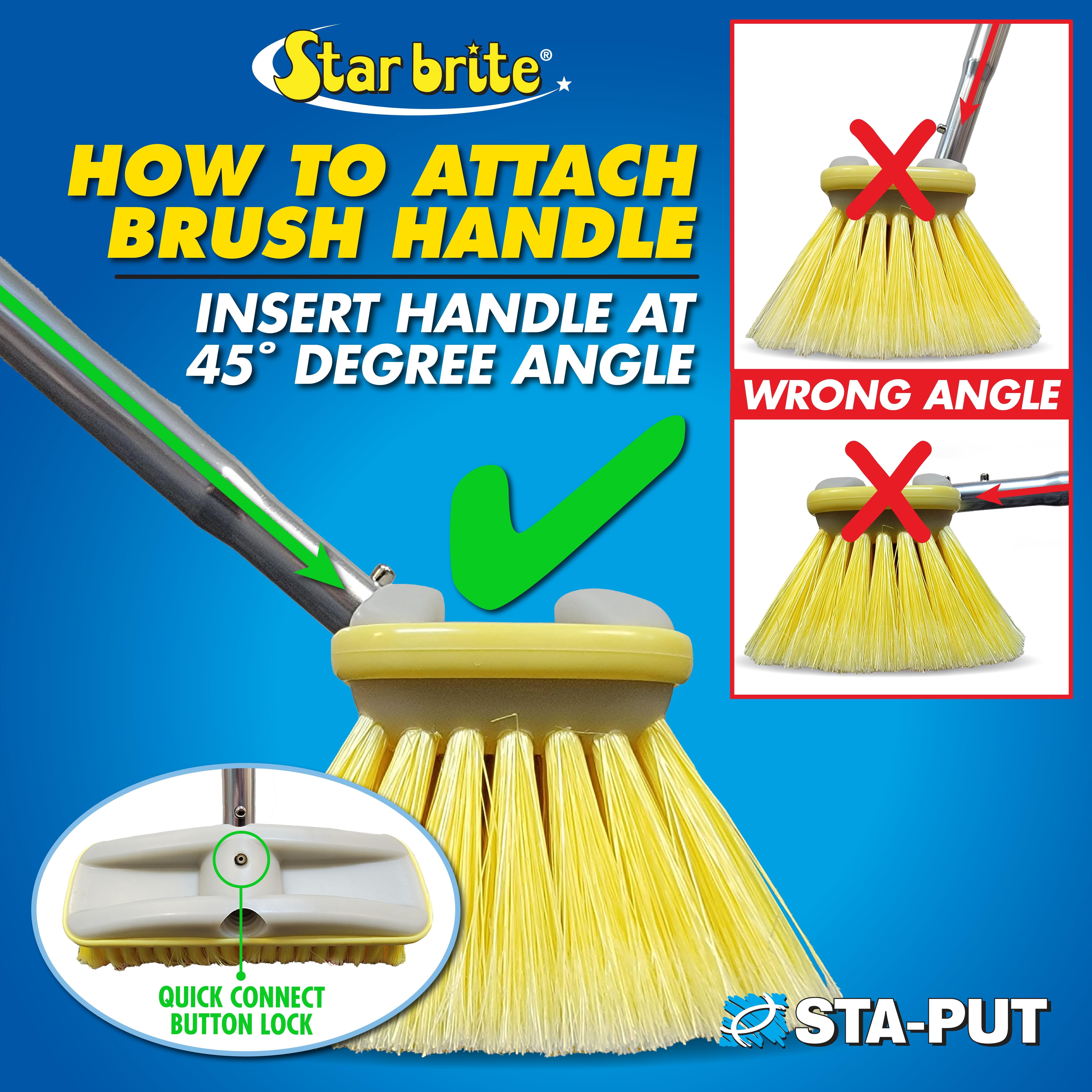 STAR BRITE Deluxe Telescoping Deck Brush Kit - Extends 3' - 6' - Extendable Aircraft-Grade Aluminum Handle, Soft or Medium Bristles, Floats if Dropped, Ergonomic Design, Multi-Surface Cleaning