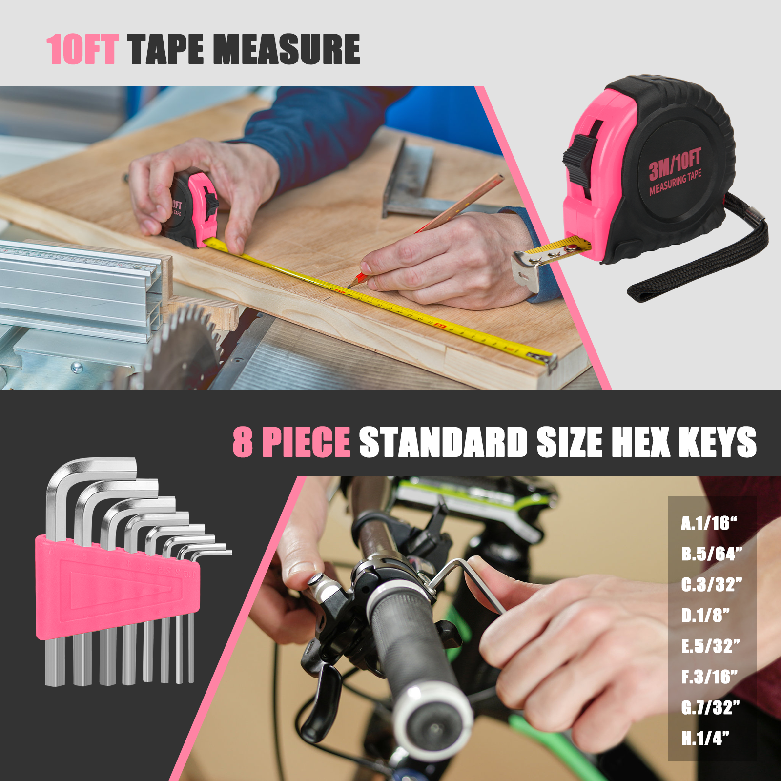 Cshidworld 39-Piece Household Tool Kit, Pink photo 4