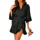 thumbnail image 1 of INSPIRE CHIC Bata de Seda para Mujer con Mangas 3/4 y Cintura Ajustable Color Negro, 1 of 6