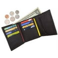 thumbnail image 3 of Lambskin Leather Men's Trifold Outside ID Credit Card Holder W/Zipper Pocket Wallet (Brown), 3 of 6