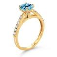 thumbnail image 3 of Gem Stone King 10K Yellow Gold Swiss Blue Topaz and White Lab Grown Diamond Engagement Ring for Women (1.18 Cttw, Gemstone November Birthstone, Round 6MM, Size 5), 3 of 4