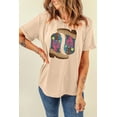 thumbnail image 4 of Trendy Sequined Western Boots Graphic Tee - Khaki, Summer Style, 4 of 8