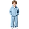 thumbnail image 3 of RMGVDSD Boys Clothes 2 Piece Fashion Fall Outfits Quarter Zip Hoodie Sweatshirts Wide Leg Sweatpants Solid Color Sweatsuit Sets With Pockets 8-9 Years, 3 of 7