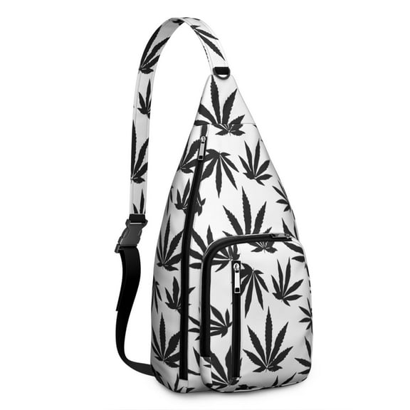Hemp Leaf Pattern Crossbody Bag - Lightweight Tactical Chest Pack with Adjustable Strap