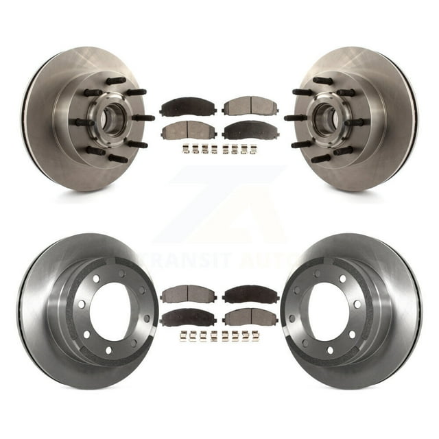 Transit Auto Front Rear Disc Brake Rotors and Semi-Metallic Pads Kit for Car 2013 Ford F-350 Super Duty Platinum with RWD 6.7L with Single Wheels K8F-102985
