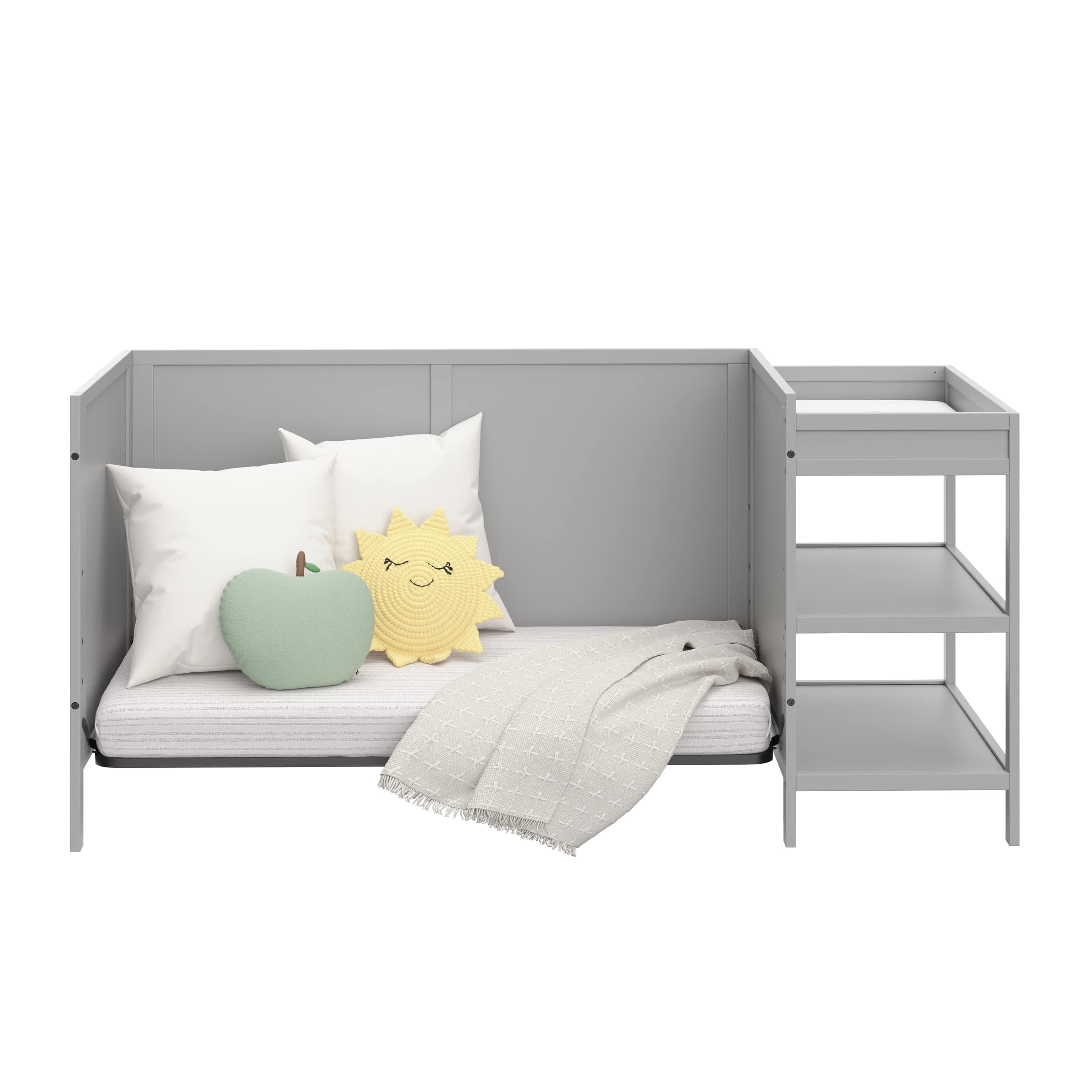 Graco Theo 5-in-1 Convertible Baby Crib and Changer, Pebble Gray