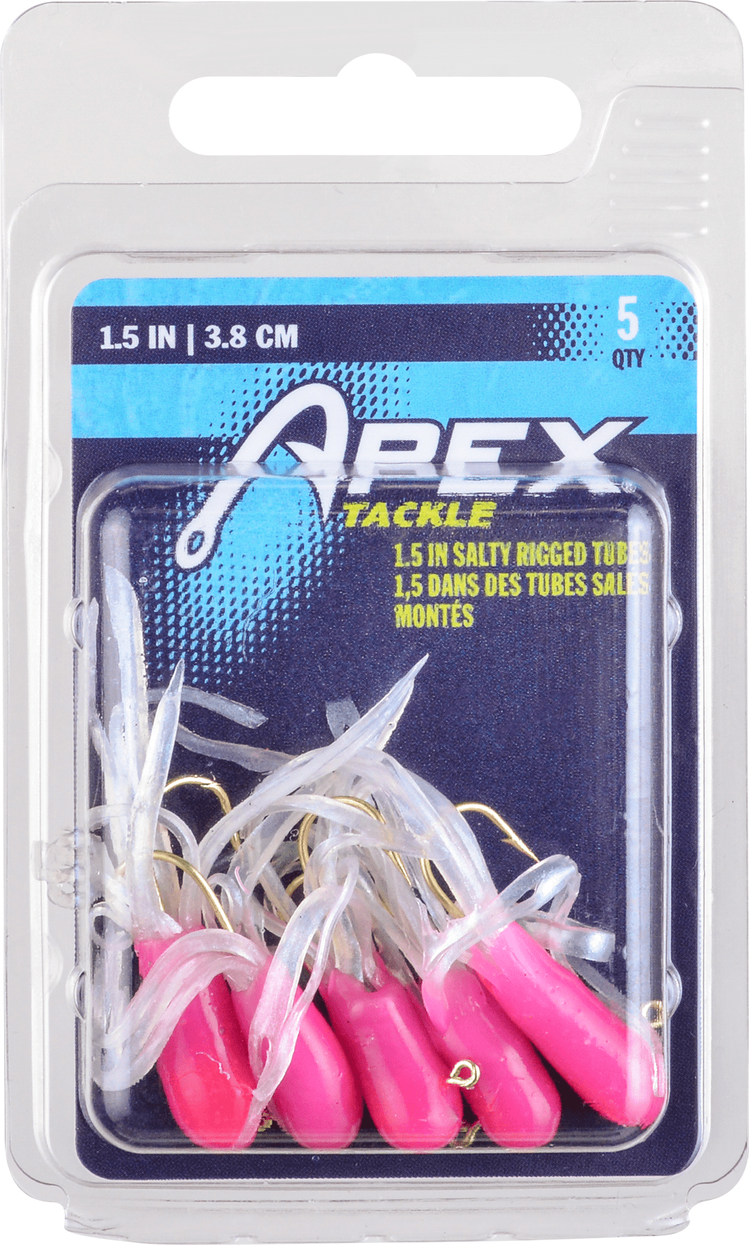 Apex Tackle 1.5 In. Rigged Tubes Blue Glitter 5pk, Soft Baits 