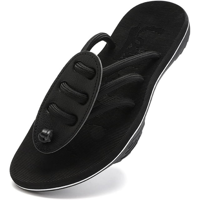 HELIAHOO Orthotic Sandals High Arch Support Flip Flops, Plantar Fasciitis Flat Feet Heel and Foot Pain Relief Toe-Post Sandal, Comfortable Walk & Exercise Recovery,Black,44 CJ912-78982