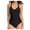 Black, variant on Womens One Piece Swimsuit with Tummy Control, V-Neck, Adjustable Straps, Cross Back & Ruched Solid Print Push-Up Bathing Suit