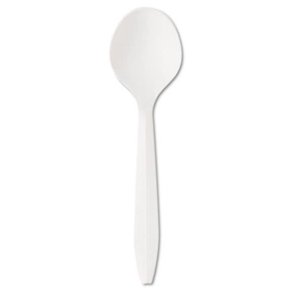 Boardwalk BWKSOUPSPOON Medium Weight Polypropylene Cutlery Soup Spoon - White, 1000 Carton