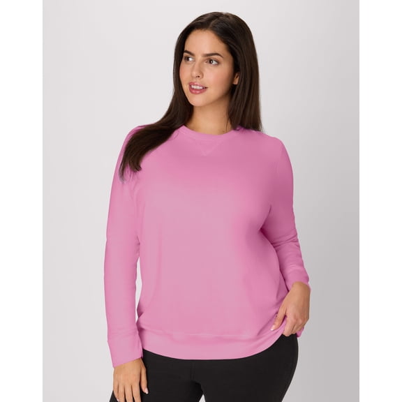 Hanes Just My Size EcoSmart Women's Fleece Sweatshirt, V-Notch (Plus ) Spirited Pink 1X