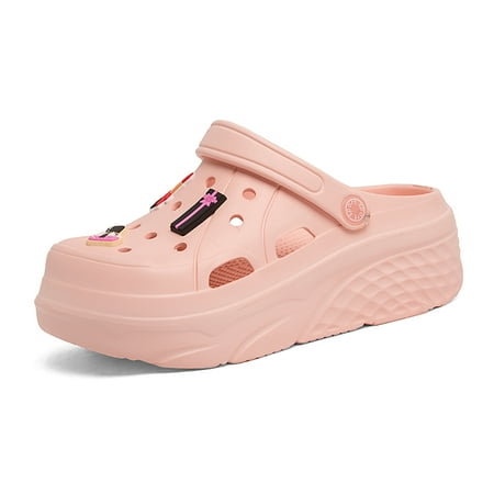 Cyiecw Women s Platform Clogs Slip On Garden Shoes Summer Non-Slip Beach Sandals Slippers