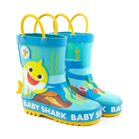 Baby Shark Bottes de Pluie Bleues pour Garçons avec Poignées
