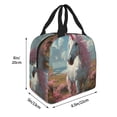 thumbnail image 2 of Rateoe Flower White Horse (2) Pattern Insulated Lunch Bag with Thick Aluminum Foil Lunch Tote Bag with Front Pocket for Men and Women, Ideal for Work, School, Picnics, and Travel, 2 of 5