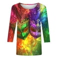 thumbnail image 5 of TIMIFIS 3/4 Hauts à Manches pour Femmes Décontracté Ample Mardi Gras Imprimé Col Rond T-Shirt Chandail Tops de Fête, 5 of 5