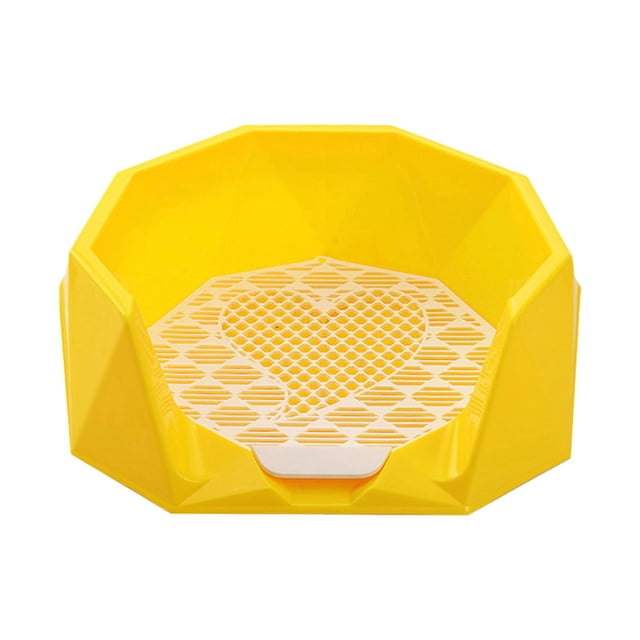 Bandeja de entrenamiento para perros, soporte para orinal de interior, almohadilla de entrenamiento, rincón de entrenamiento para ir al baño amarillo