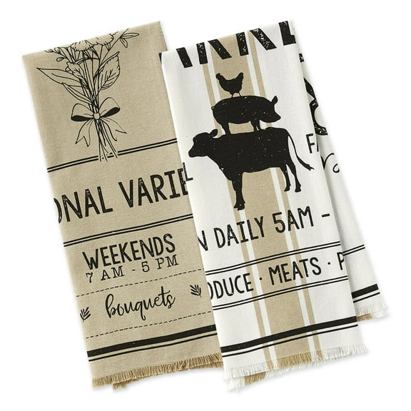 Design Imports 751466 Going to the Market Dishtowels Set Of 2