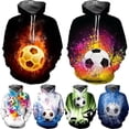 thumbnail image 2 of Sudadera con capucha con estampado 3D de fútbol para hombre, sudaderas holgadas informales a la moda para niños, sudaderas con capucha con patrón de fútbol genial, ropa de calle, 2 of 5