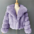 thumbnail image 5 of SEAOPEN Womens Cropped Faux Fur Jacket Shaggy Lapel Zip Up Winter Coats Fuzzy Warm Outerwear under 10 Purple,M, 5 of 5