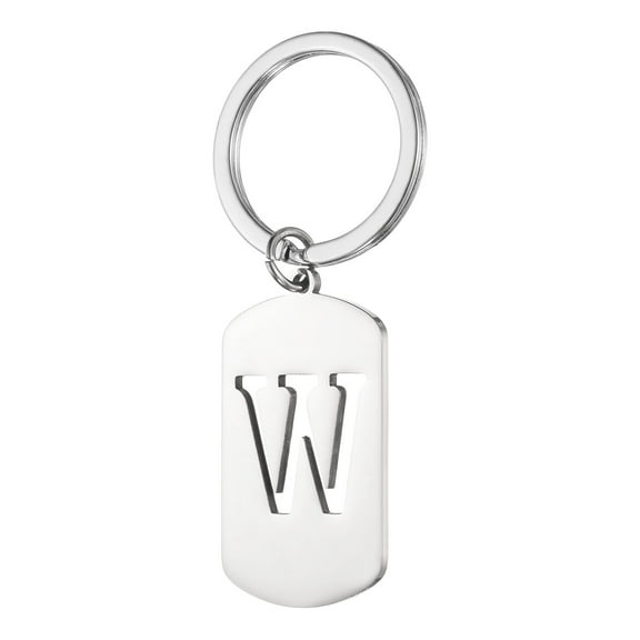 Uxcell Initial Letter Key Chain, A-Z KeyChain DIY Pendant Key Ring for Keys Purse Party Gifts, Silver (Letter W)