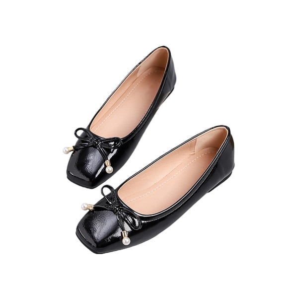 Womens Dress Shoes Womens Flats Everyday Shoes for Women Womens Casual Shoes Womens Trendy Shoes Women's Round Toe Ballet Flats Comfortable Bow Dressy Flats Shoes for Women Black 5