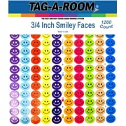 Tag-A-Room Happy Smiley Face Round 3/4 inch Circle Dot Stickers,  8.5" x 11" Sheet (1260 Pack)