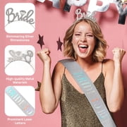 FGY Bachelorette Party Decoration Kit Bride-to-Be Sash, Bow Bridal Veil, and Bride Tiara Included (Silver)