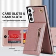 thumbnail image 6 of Samsung Galaxy S21 FE 5G Cases with Card Holder for Women,Crossbody Phone Case for Samsung S21 FE with Strap,Leather PU Lanyard Magnetic Clasp Zipper Wallet Case with Kickstand,6.4" Rosegold, 6 of 14