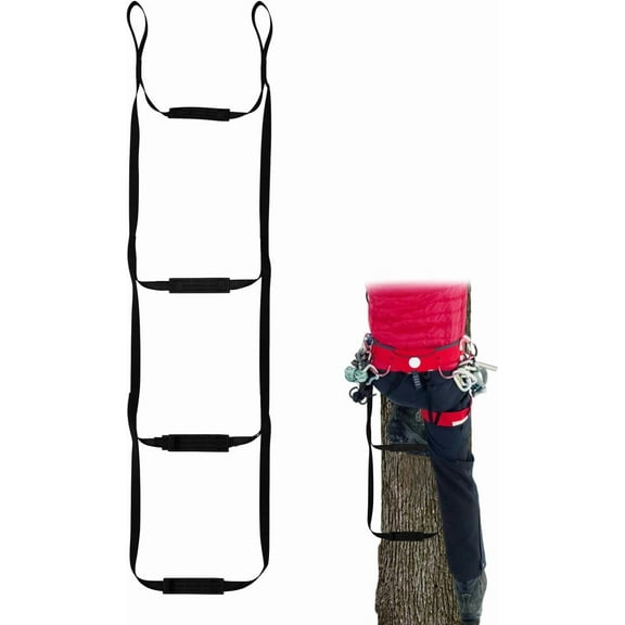 3-Step Hunting Climbing Aider with Anti-Skidding Steps, 61.5 Inch Portable Hunting Tree Climbing Rope Ladder for Outdoor Sports Rock Climbing Caving Mountaineering