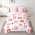 thumbnail image 2 of Manfei Kawaii Bowknot Bedding Comforter Set 7pcs for Kids Girls, Cute Strawberry King Bedding Sets, Pink Red White Bed Sheets, Microfiber Bedroom Decor, 2 of 8