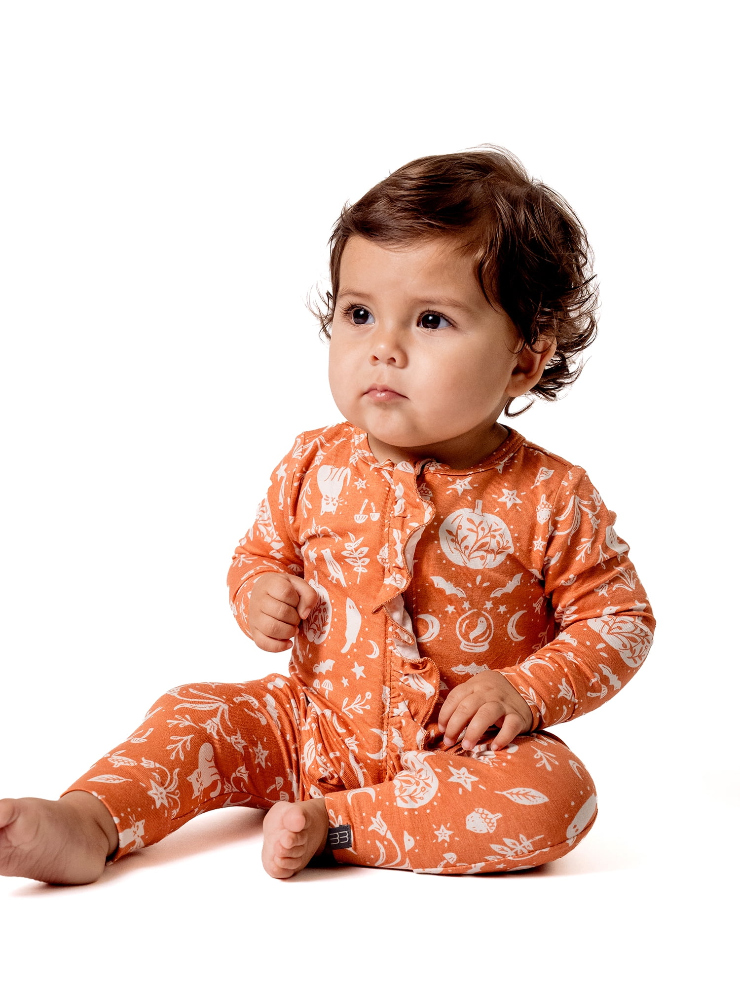 Modern Moments by Gerber Baby Girl Tow-Way Zip Viscose Halloween Ruffled Coverall, Sizes Newborn - 12 Months
