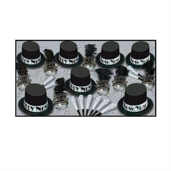 Beistle 88684-50 - The Silver Top Hat Party Assortment For 50
