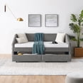 thumbnail image 2 of Twin Upholstered Daybed with 2 Drawers, Linen Tufted Sofa Bed with Padded Backrest and Arms, Wooden Bed Frame with Slats Support, for Bedroom Living Room Guest Room, No Box Spring Needed, Gray, 2 of 9