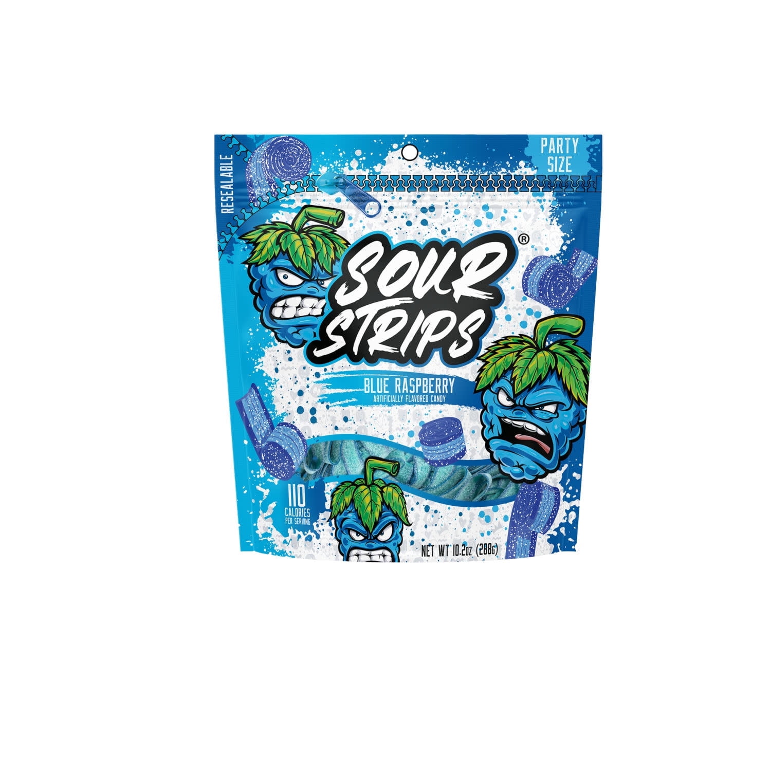 Sour Strips Blue Raspberry Flavored Chewy, Sour Candy Party, 10.2 oz
