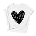thumbnail image 4 of fatyb T Shirts for Women Heart Printed Crewneck Loose T-Shirts Casual Short Sleeve Womens Graphic Tees, 4 of 4