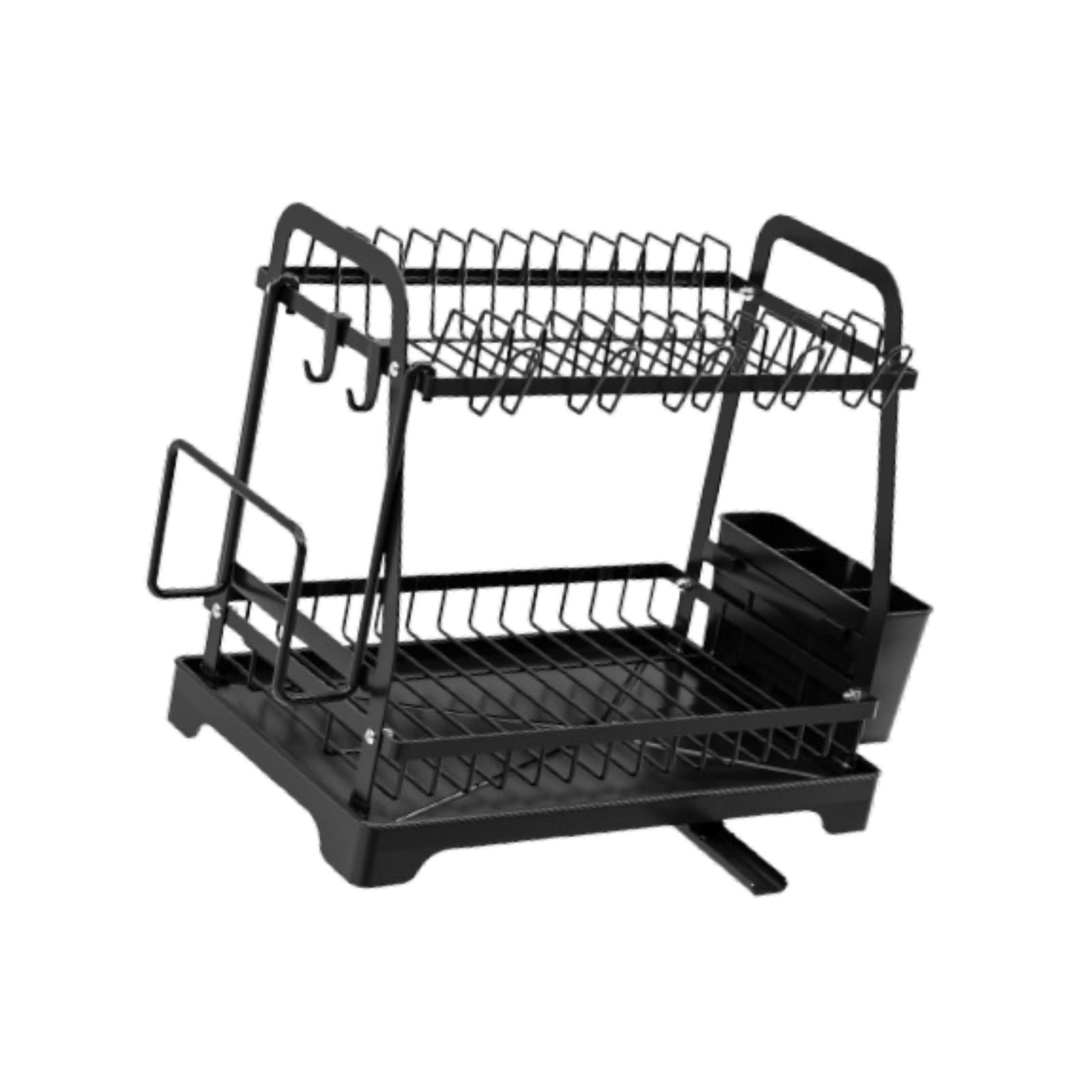 Fiocias Dish Drying Rack for Kitchen Counter 2 Tiers Multifunctional Sink Large Capacity