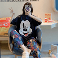 thumbnail image 4 of Disney-Conjunto de 2 piezas de pijama de Mickey Mouse para mujer, camisa de manga corta y pantalones gráficos, ropa de noche suave para mujer, novedad de verano, 4 of 4