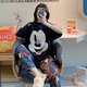 thumbnail image 4 of Disney-Conjunto de 2 piezas de pijama de Mickey Mouse para mujer, camisa de manga corta y pantalones gráficos, ropa de noche suave para mujer, novedad de verano, 4 of 4