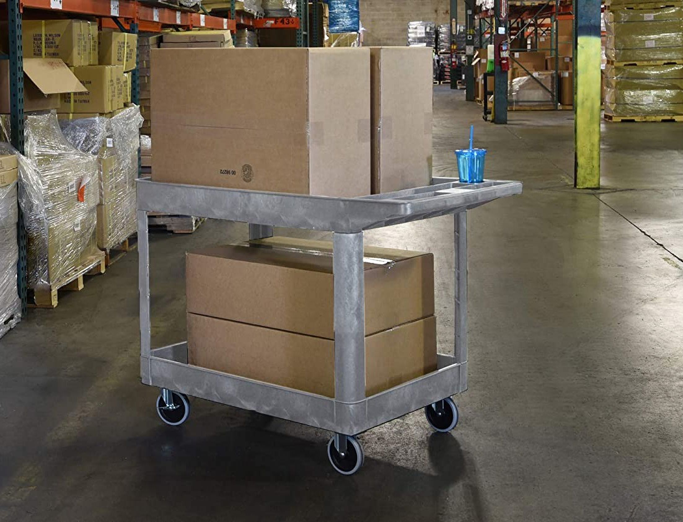 Stand Steady Original Tubstr Extra Large Utility Cart - Heavy Duty Tub Cart Holds Up to 500 Pounds - 2 Shelf, Huge Rolling Cart